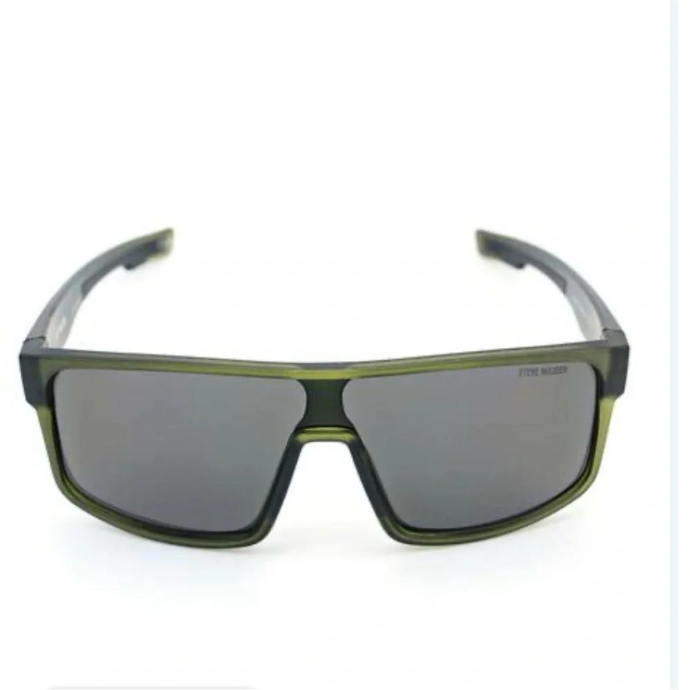 Steve Madden Shield Sunglasses Green Black Wrap Sport Style UV Protection New